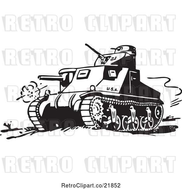 Vector Clip Art of Retro Military Tank