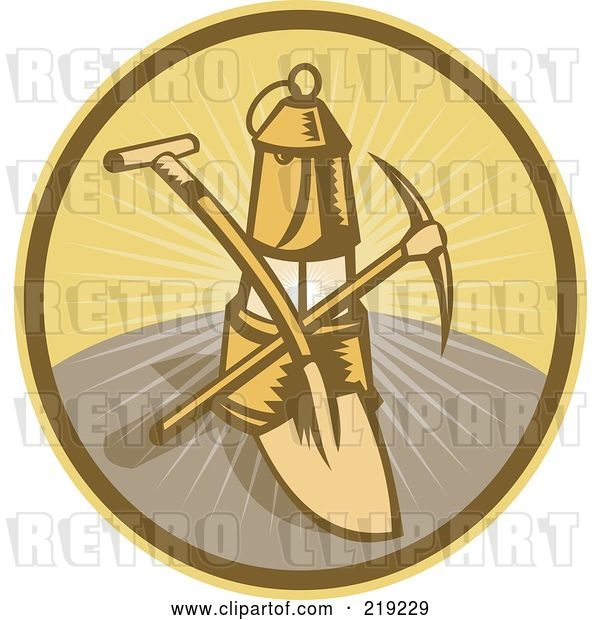 Vector Clip Art of Retro Mining Shovel, Pickaxe and Lantern Logo