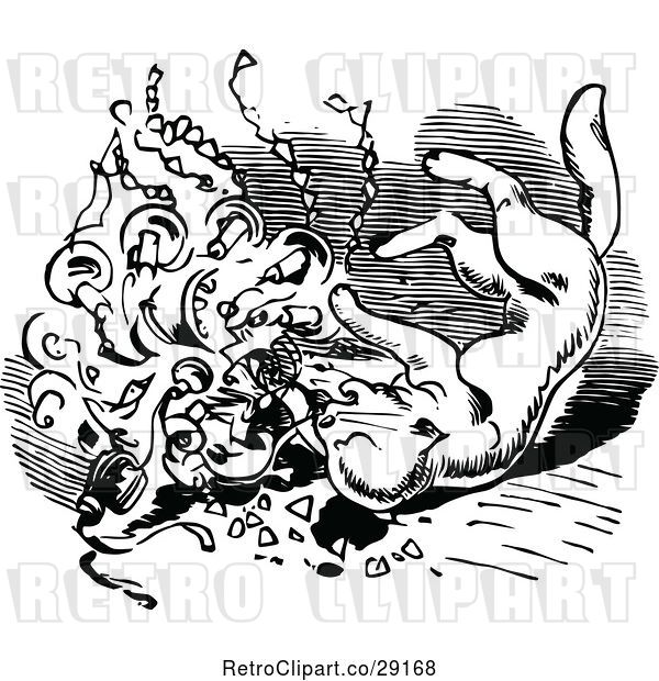 Vector Clip Art of Retro Mischievous Cat Knocking Things over 2