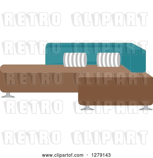 Vector Clip Art of Retro Modern Sectional Couch