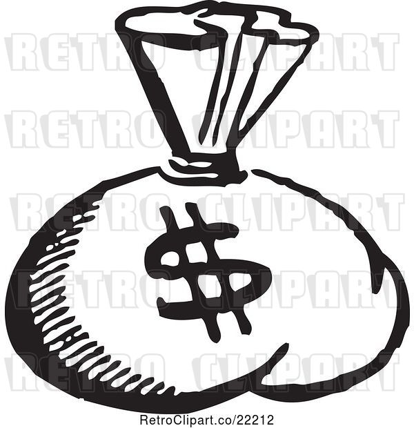Vector Clip Art of Retro Money Sack with a Dollar Symbol