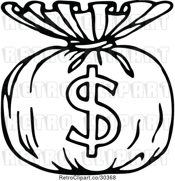 Vector Clip Art of Retro Money Sack with a Dollar Symbol