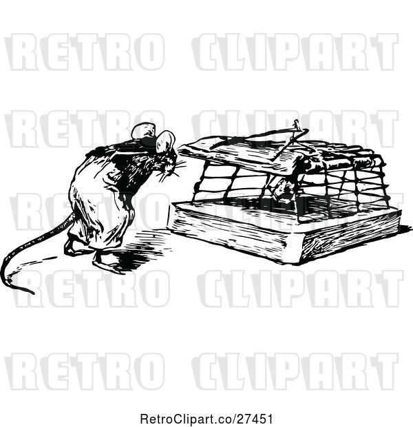Vector Clip Art of Retro Mouse by a Trap