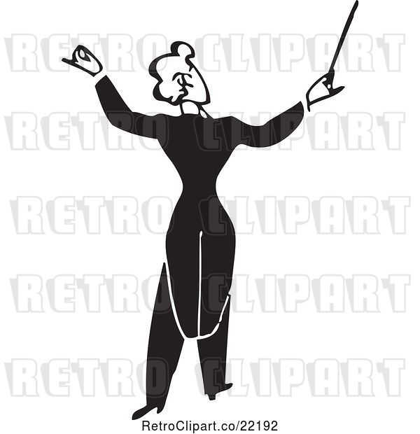 Vector Clip Art of Retro Music Conductor Facing Away