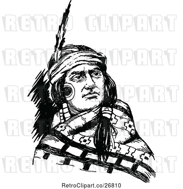 Vector Clip Art of Retro Native American Guy
