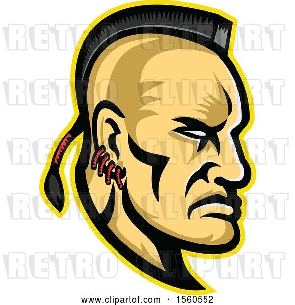 Vector Clip Art of Retro Native American Mohawk Warrior Brave in Profile