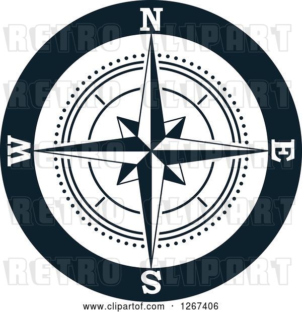 Vector Clip Art of Retro Navy Blue Compass Rose