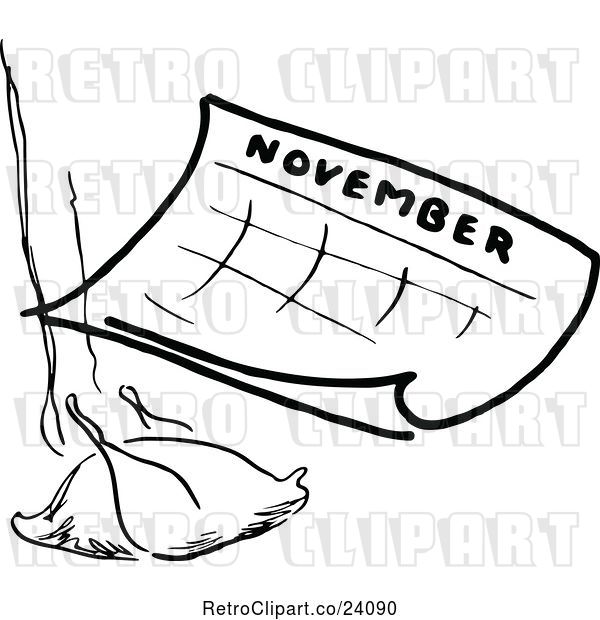Vector Clip Art of Retro November Calendar with a Roasted Turkey