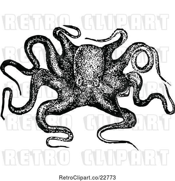 Vector Clip Art of Retro Octopus 2
