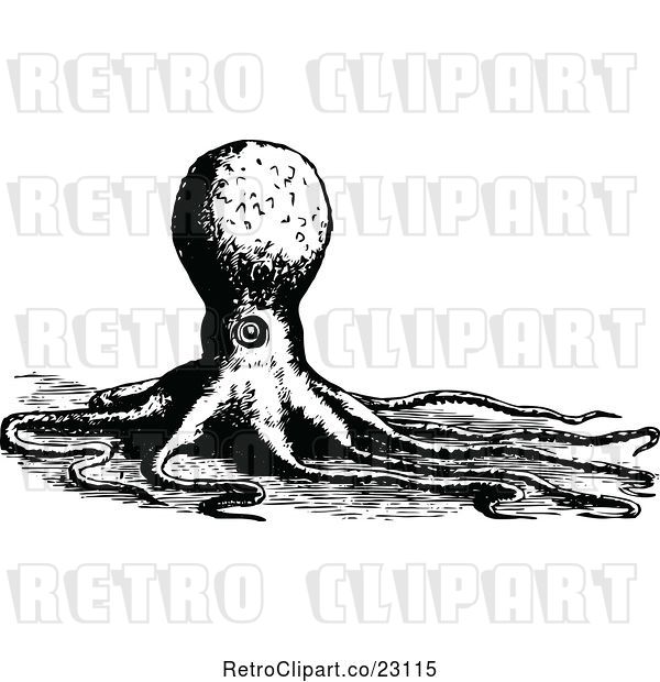Vector Clip Art of Retro Octopus 4