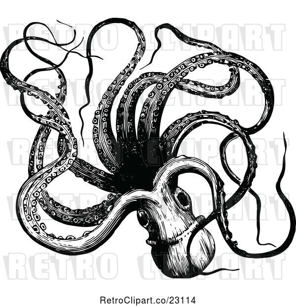 Vector Clip Art of Retro Octopus 5