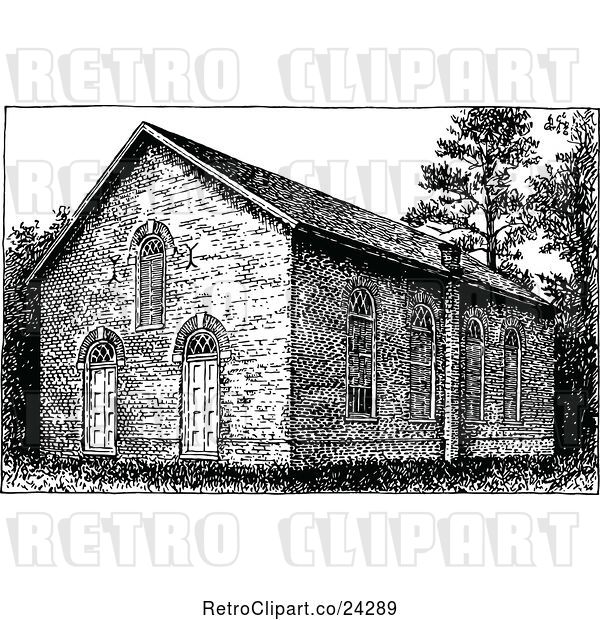 Vector Clip Art of Retro Old Church