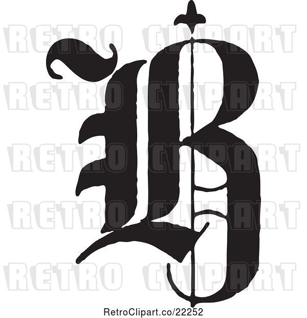 Vector Clip Art of Retro Old English Abc Letter B