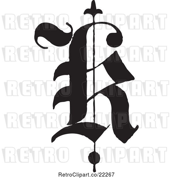 Vector Clip Art of Retro Old English Abc Letter K