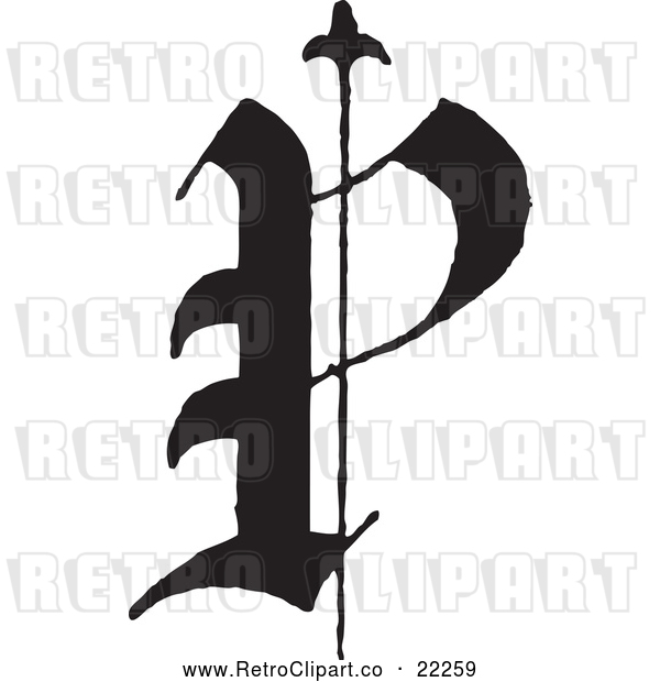Vector Clip Art of Retro Old English Abc Letter P