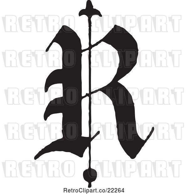 Vector Clip Art of Retro Old English Abc Letter R