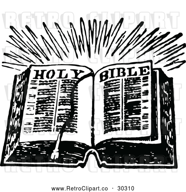 Vector Clip Art of Retro Open Holy Bible Book by Prawny Vintage - #30310