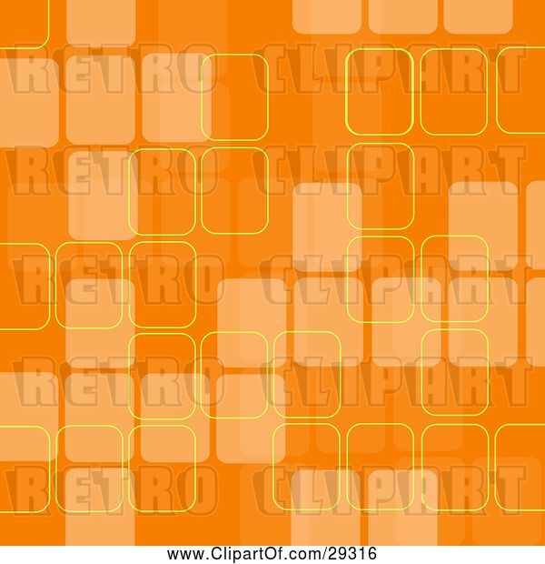 Vector Clip Art of Retro Orange Background with Faded Squares and Yellow Outlines