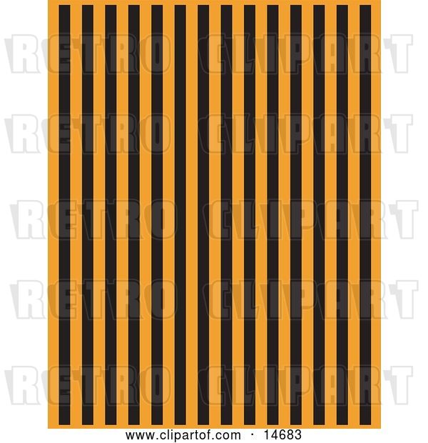 Vector Clip Art of Retro Orange Background with Vertical Black Stripes Clipart Illustration