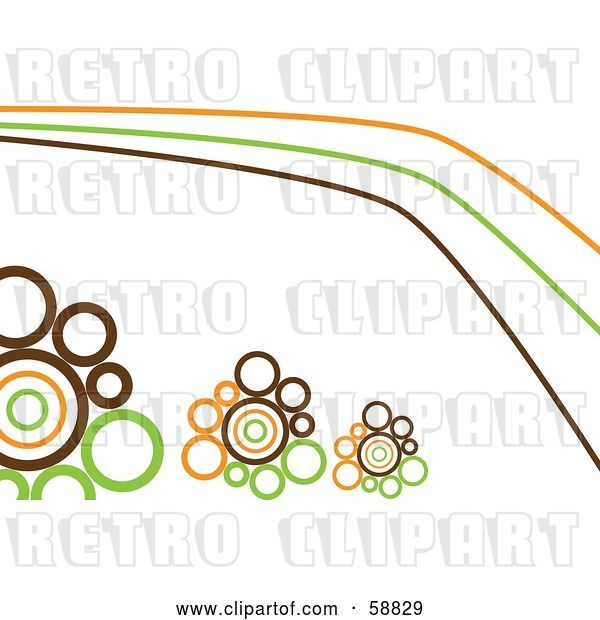 Vector Clip Art of Retro Orange, Brown and Green Lines and Circles on White