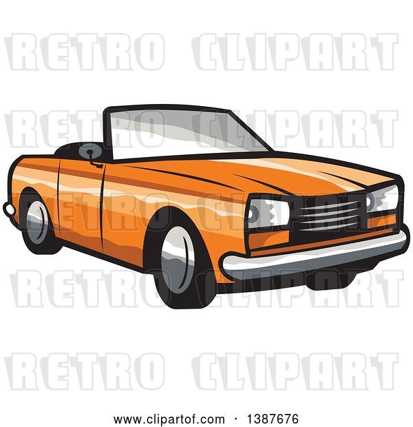 Vector Clip Art of Retro Orange Convertible Coupe Car