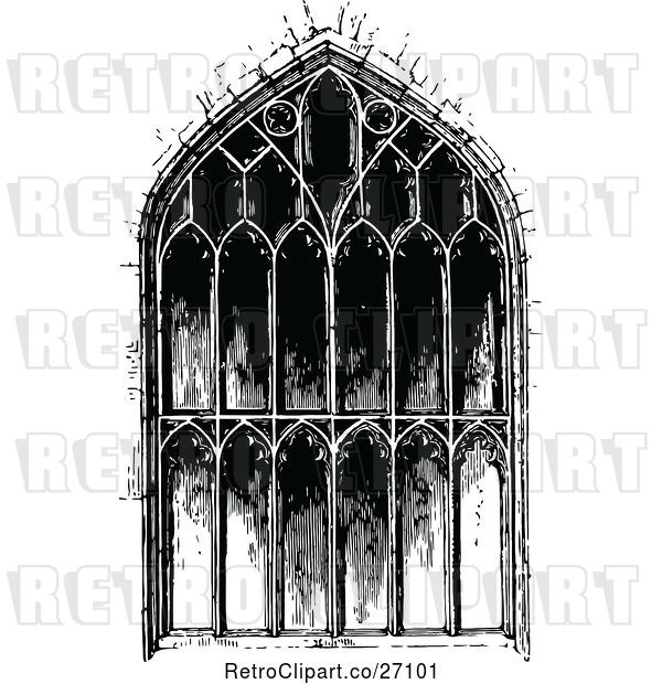 Vector Clip Art of Retro Ornate Church Window 2