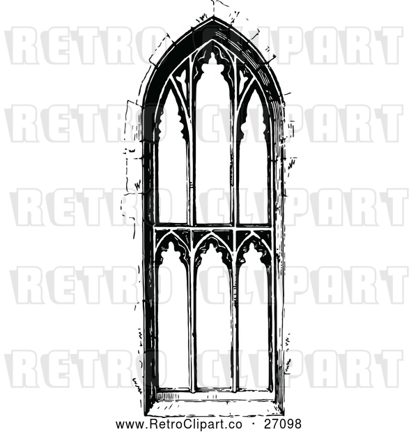 Vector Clip Art of Retro Ornate Church Window 3