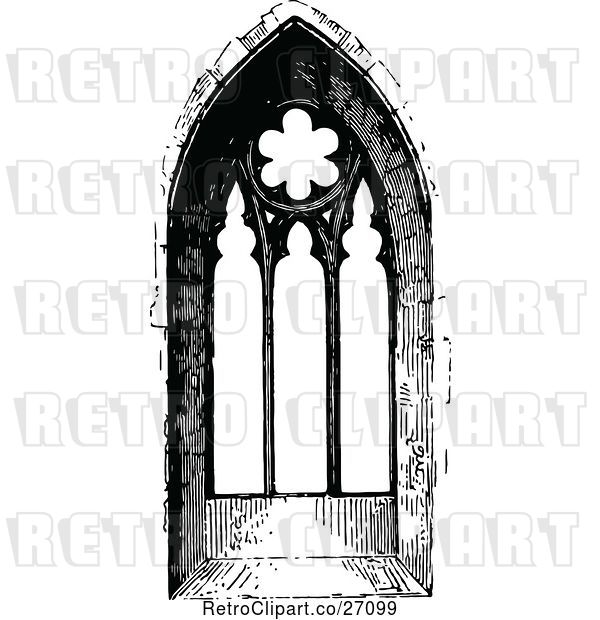 Vector Clip Art of Retro Ornate Church Window 4