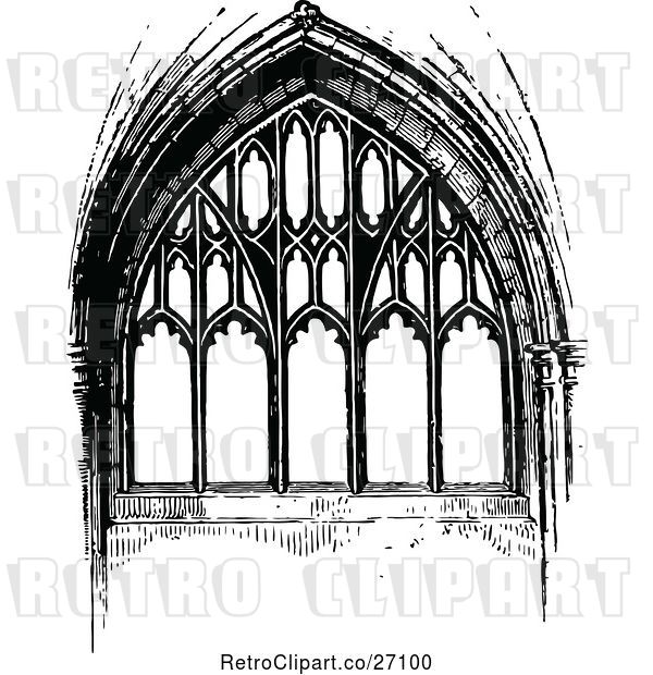 Vector Clip Art of Retro Ornate Church Window