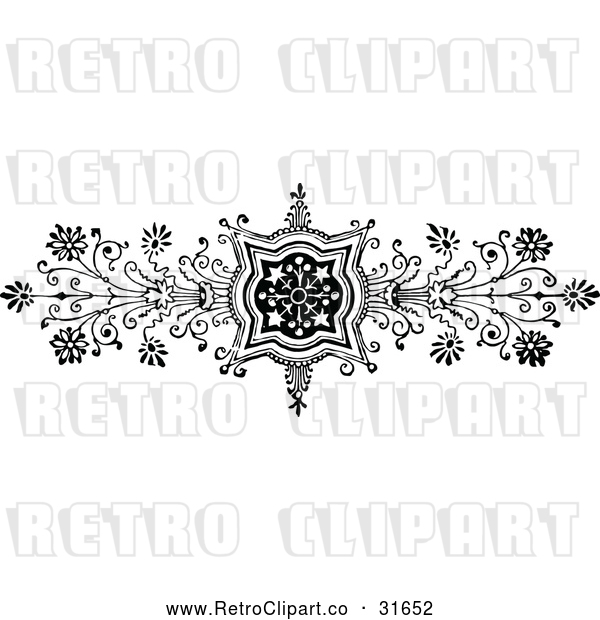 Vector Clip Art of Retro Ornate Floral Design Element 1