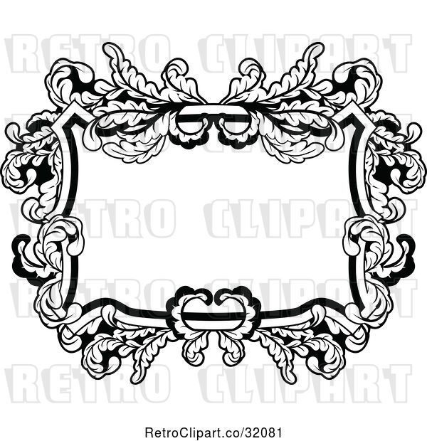 Vector Clip Art of Retro Ornate Floral Frame