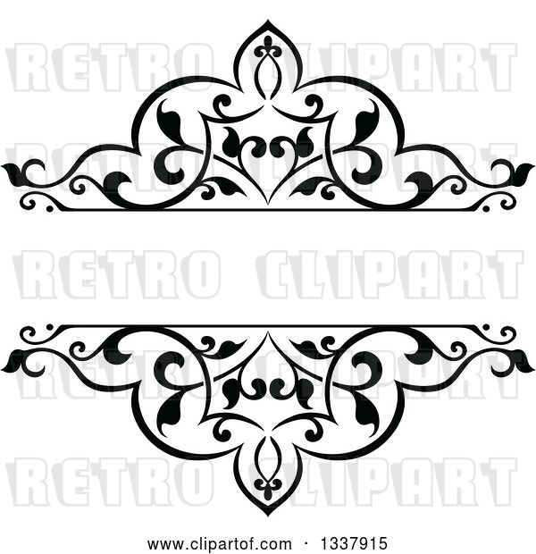 Vector Clip Art of Retro Ornate Floral Frame Design Element with Text Space 6