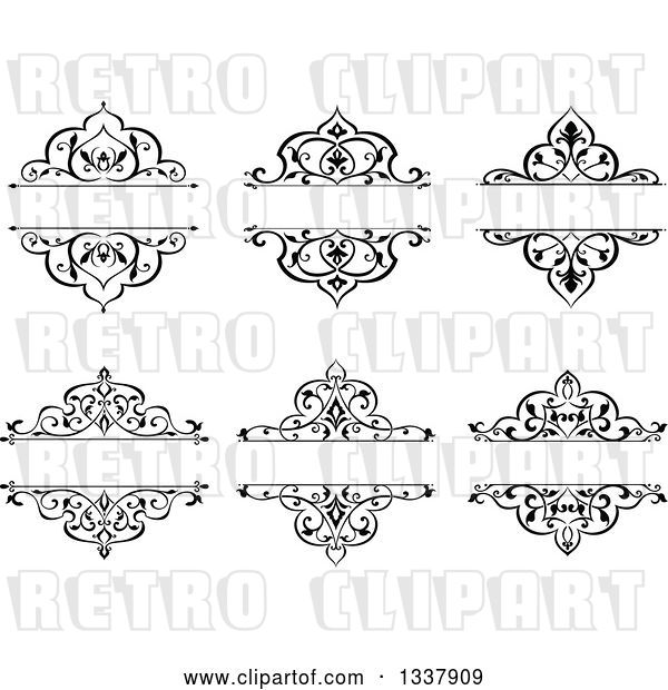 Vector Clip Art of Retro Ornate Floral Frame Design Elements with Text Space