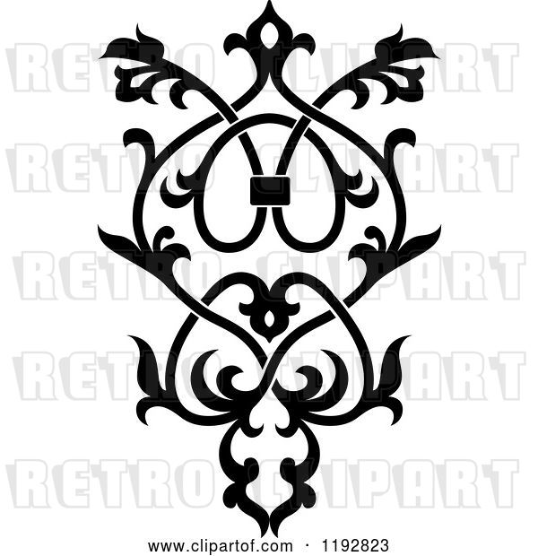 Vector Clip Art of Retro Ornate Floral Victorian Design Element 4