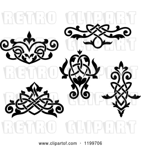Vector Clip Art of Retro Ornate Floral Victorian Design Elements 2