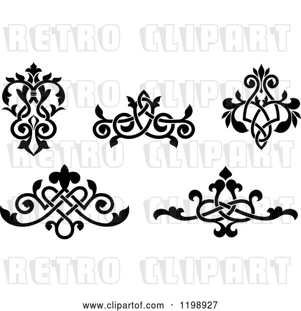Vector Clip Art of Retro Ornate Floral Victorian Design Elements 3