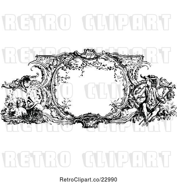 Vector Clip Art of Retro Ornate Frame with French Scenes