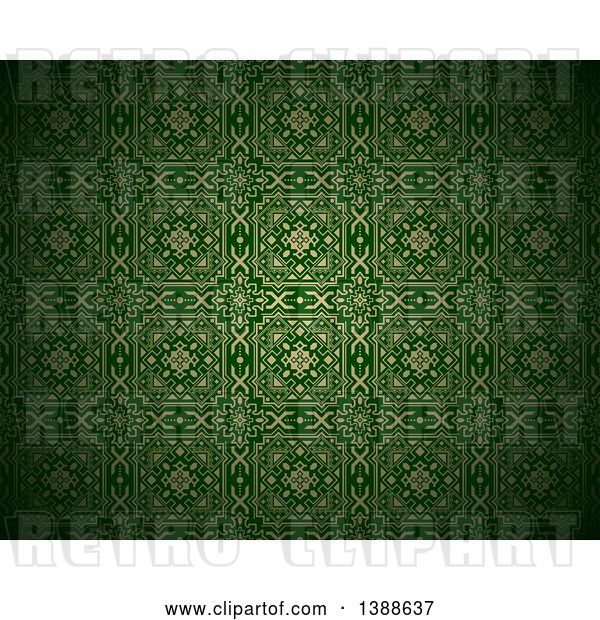 Vector Clip Art of Retro Ornate Gold and Green Pattern Background