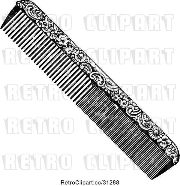 Vector Clip Art of Retro Ornate Hair Comb
