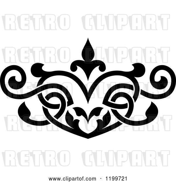 Vector Clip Art of Retro Ornate Heart Shaped Floral Victorian Design Element