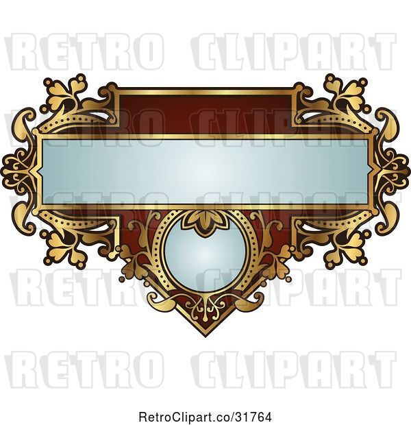 Vector Clip Art of Retro Ornate Red and Gold Frame with Copyspace