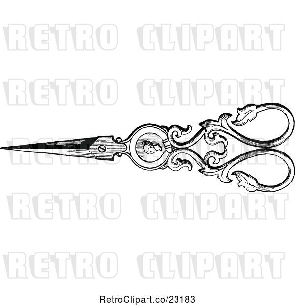 Vector Clip Art of Retro Ornate Scissors 1