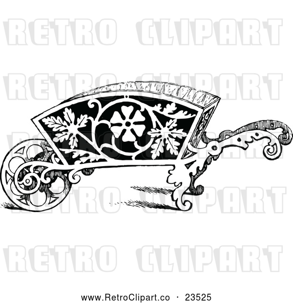 Vector Clip Art of Retro Ornate Wheelbarrow
