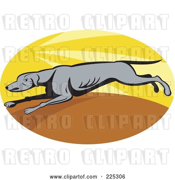 Vector Clip Art of Retro Oval Running Greyhound Logo