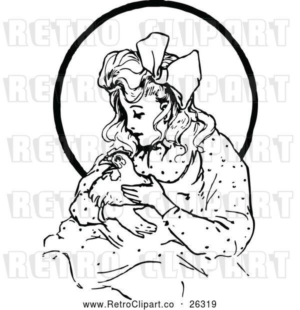 Vector Clip Art of Retro Oz Girl with a Hen