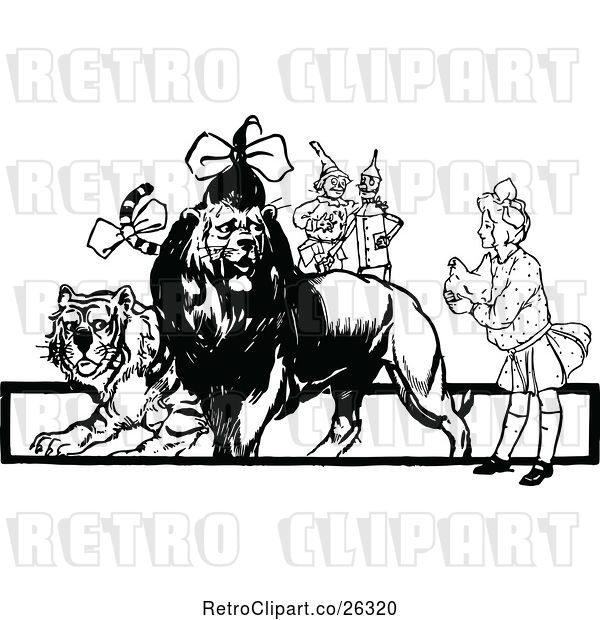 Vector Clip Art of Retro Oz Tiger Lion and Characters