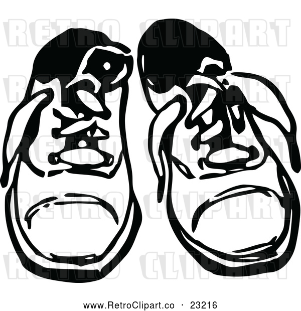 Vector Clip Art of Retro Pair of Childrens Shoes