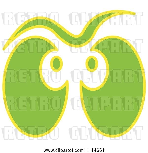 Vector Clip Art of Retro Pair of Green and Yellow Ghost Eyes Glowing Clipart Illustration