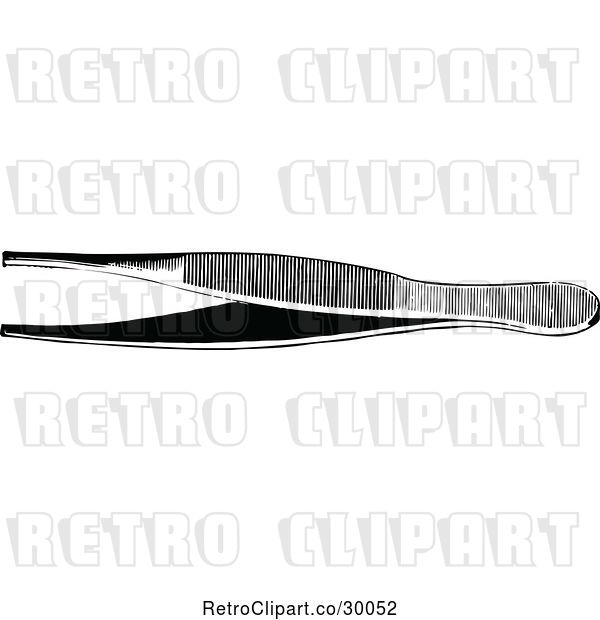 Vector Clip Art of Retro Pair of Tweezers 1
