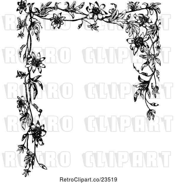 Vector Clip Art of Retro Passion Flower Frame